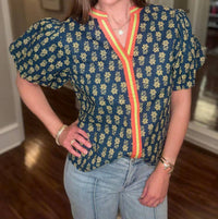 Thml - Puff Sleeve V Neck Top