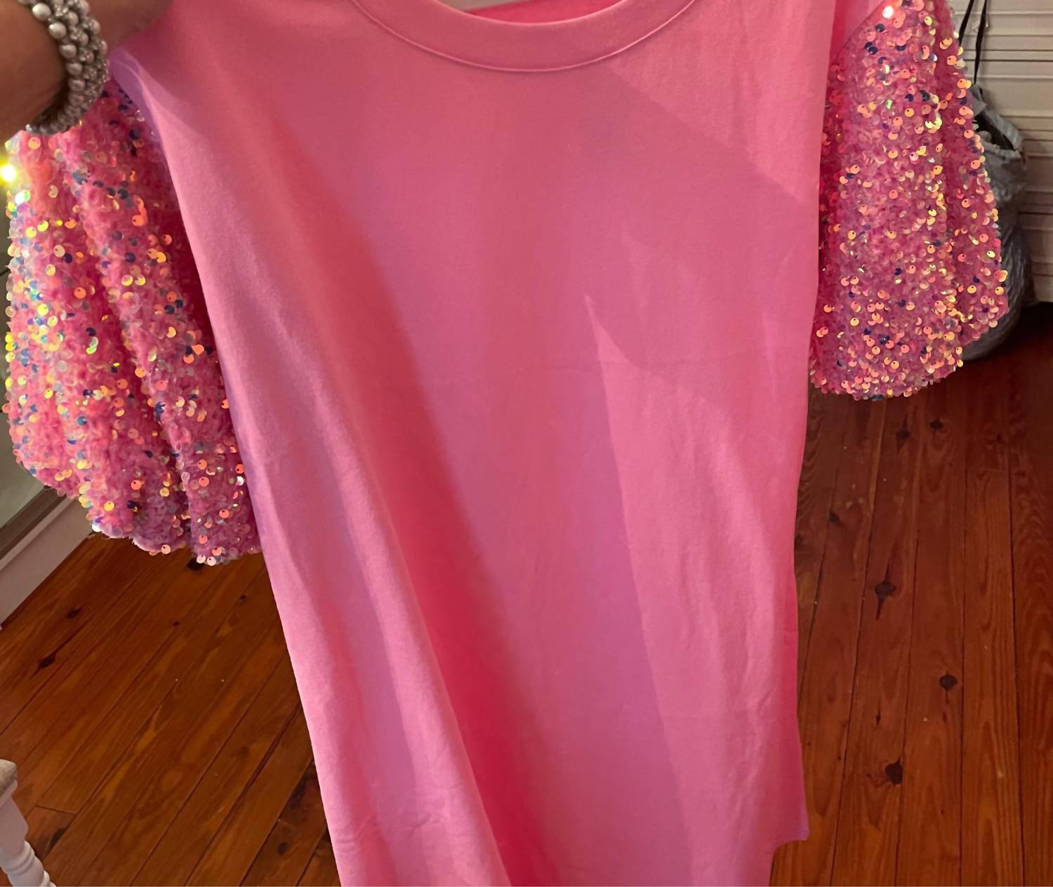 Fantastic Fawn - Sequin Sleeve Shirt Dress