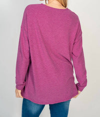 White Birch - Zig Zag Knit V-neck Top