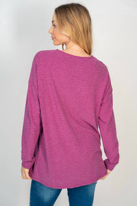 White Birch - Zig Zag Knit V-neck Top