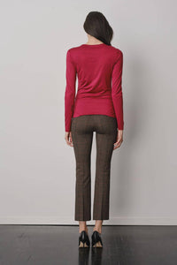 Avenue Montaigne Leo Flare Cut Pants in glen check - women's pants - alternate view