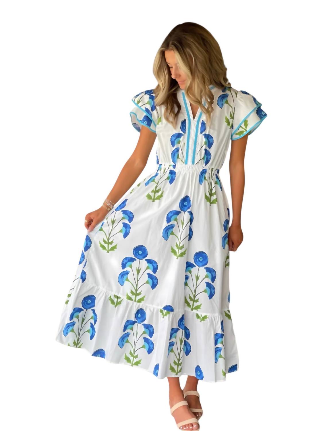 umgee Blossom Meadow Midi Dress in white - women's dress
