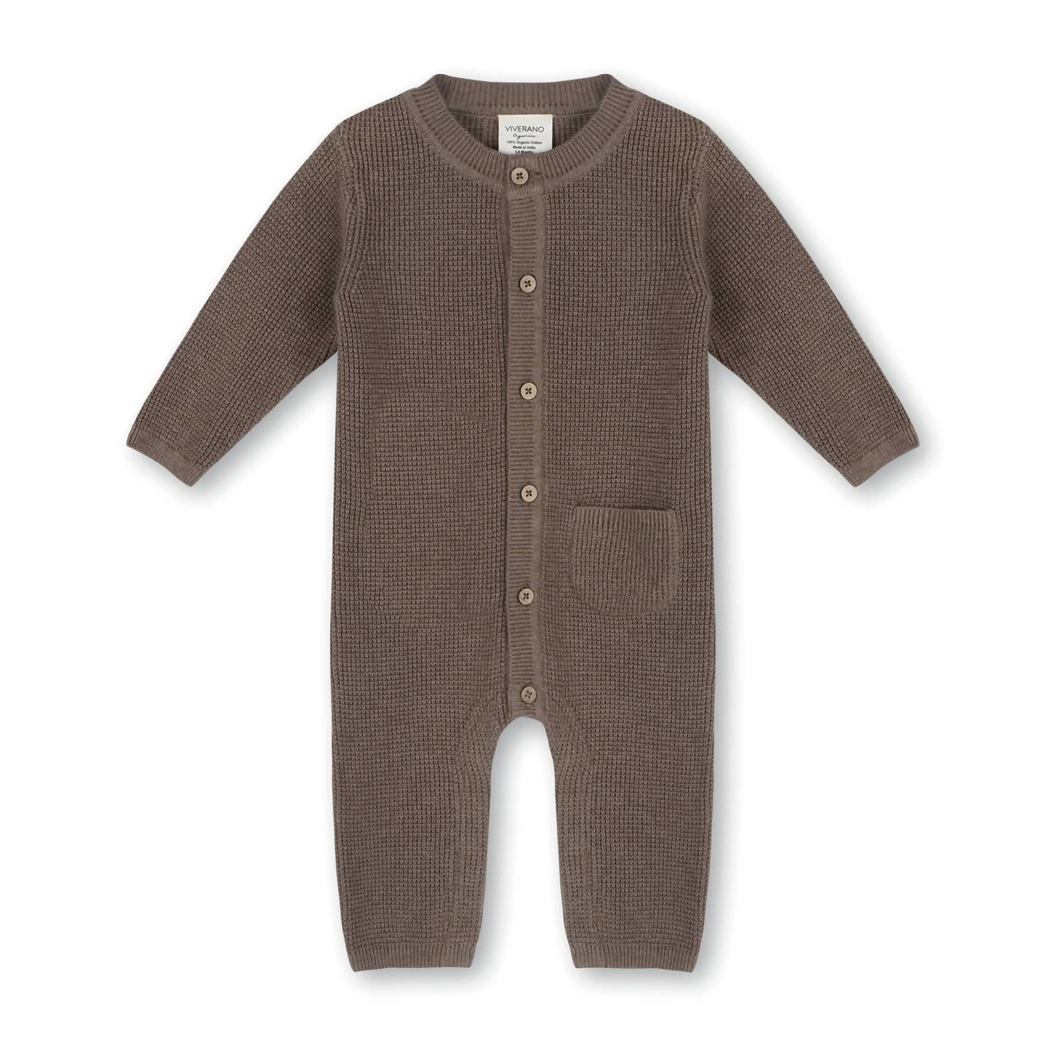Viverano Organics - Pocket & Button Chunky Sweater Knit Jumpsuit