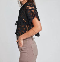 Self Contrast - Emaline Open Tie Crop Shirt
