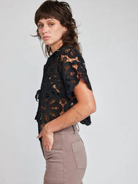 Self Contrast - Emaline Open Tie Crop Shirt