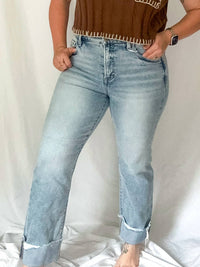 Risen - High Rise Crop Straight Jeans