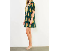 THML Floral Print V-neck Striped Detail Dress in green - women's dress - view 6