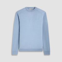 Bugatchi Uomo Wool Silk Crew Neck Sweater With Tipping in air blue - men's sweater - alternate view