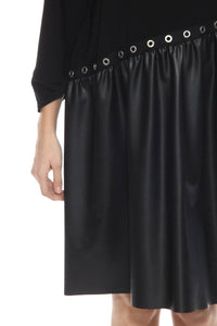 Joseph Ribkoff - Grommet Accent Faux Leather Shift Dress