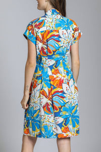 Apny - Short Sleeve Shirt Dress With Self Tie