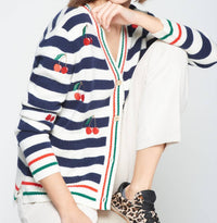 Vilagallo - Cherry Striped Cardigan