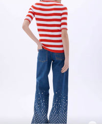 Sonia Rykiel - Short Sleeve Stripe Sweater