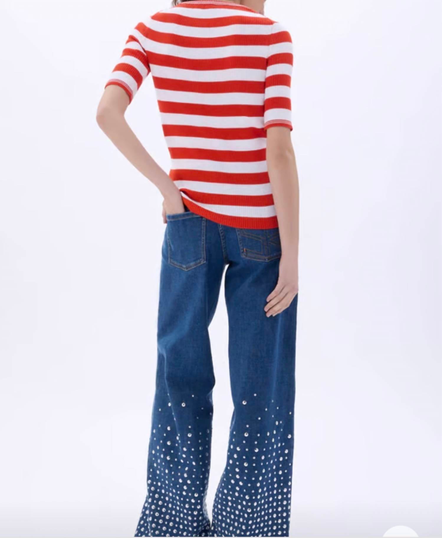 Sonia Rykiel - Short Sleeve Stripe Sweater