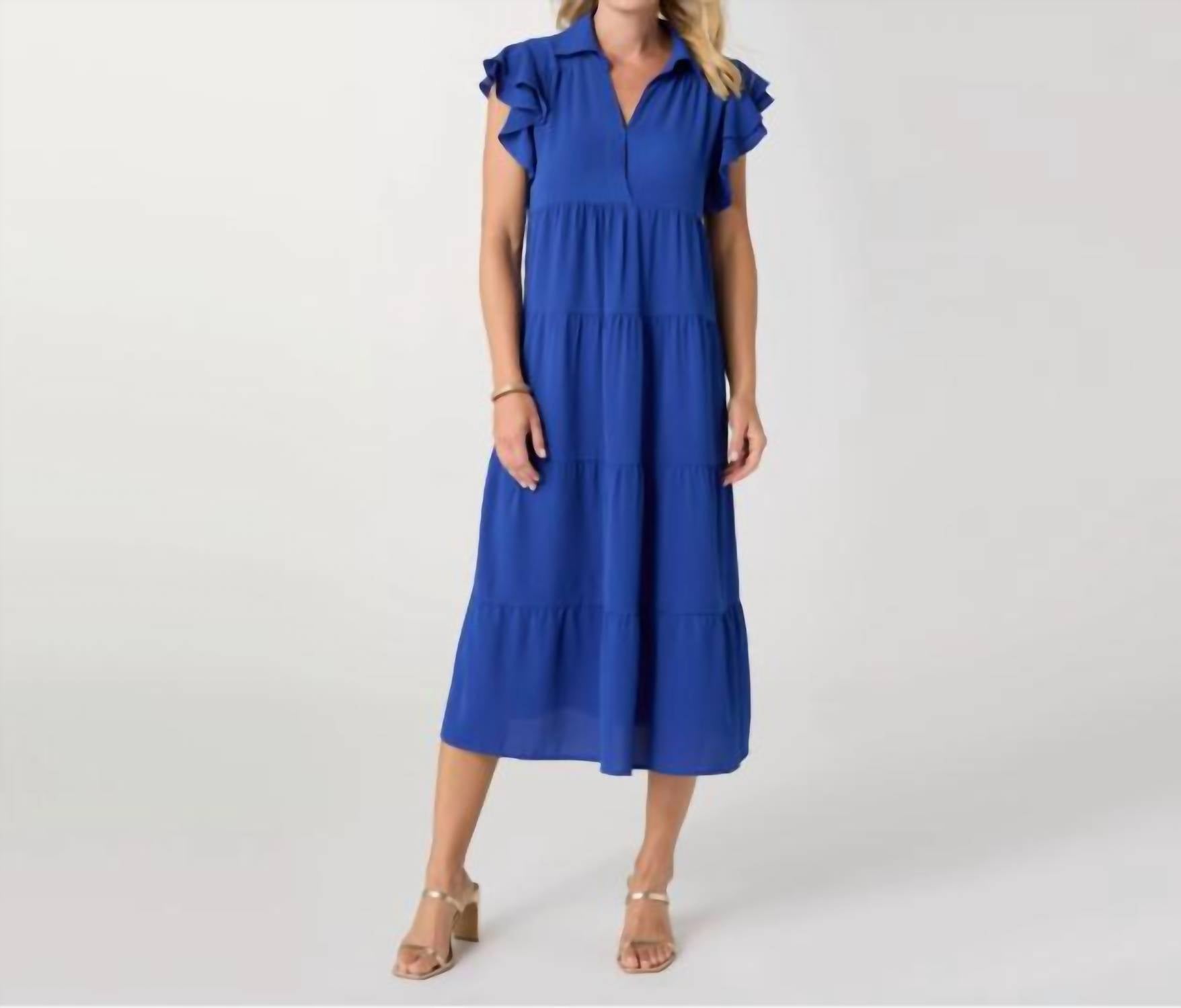 Coco + Carmen - Kendall Flutter Sleeve V-neck Tiered Dress
