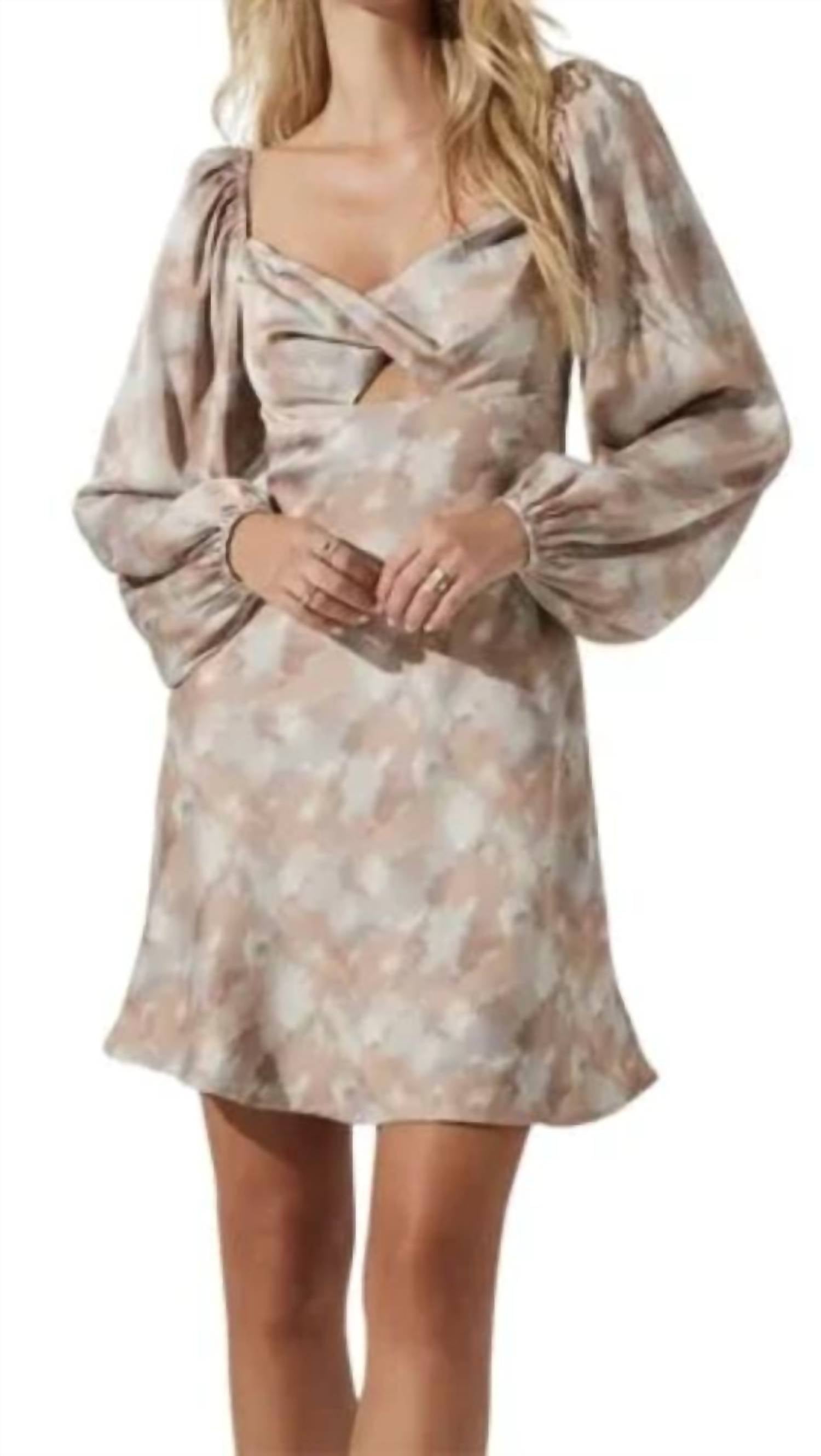 ASTR Satin Twist Mini Dress in taupe mauve - women's dress