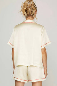 She + Sky - Satin Short Sleeve Pajama Set