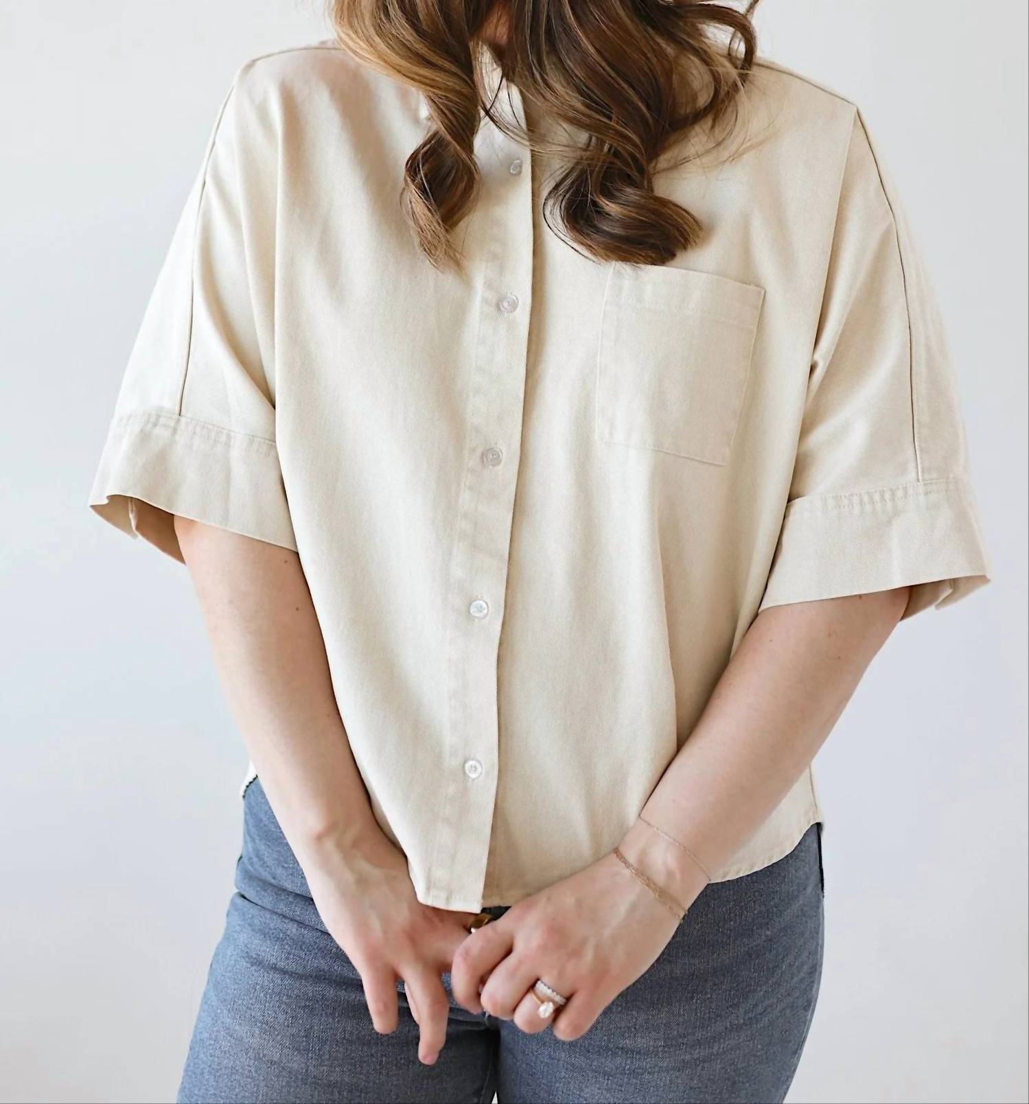 Olivaceous - Lauren Relaxed Short Sleeve Cotton Button Down