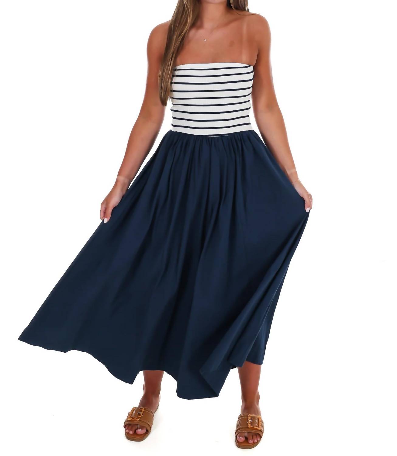 Hyfve - Women's Wanna Know Striped Strapless Midi Dress