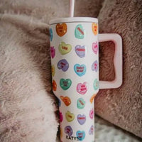 Katydid - Candy Heart Valentine's Tumbler Cup With Handle