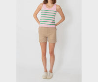 KULE Mid Rise City Shorts in sand - women's shorts - detail view