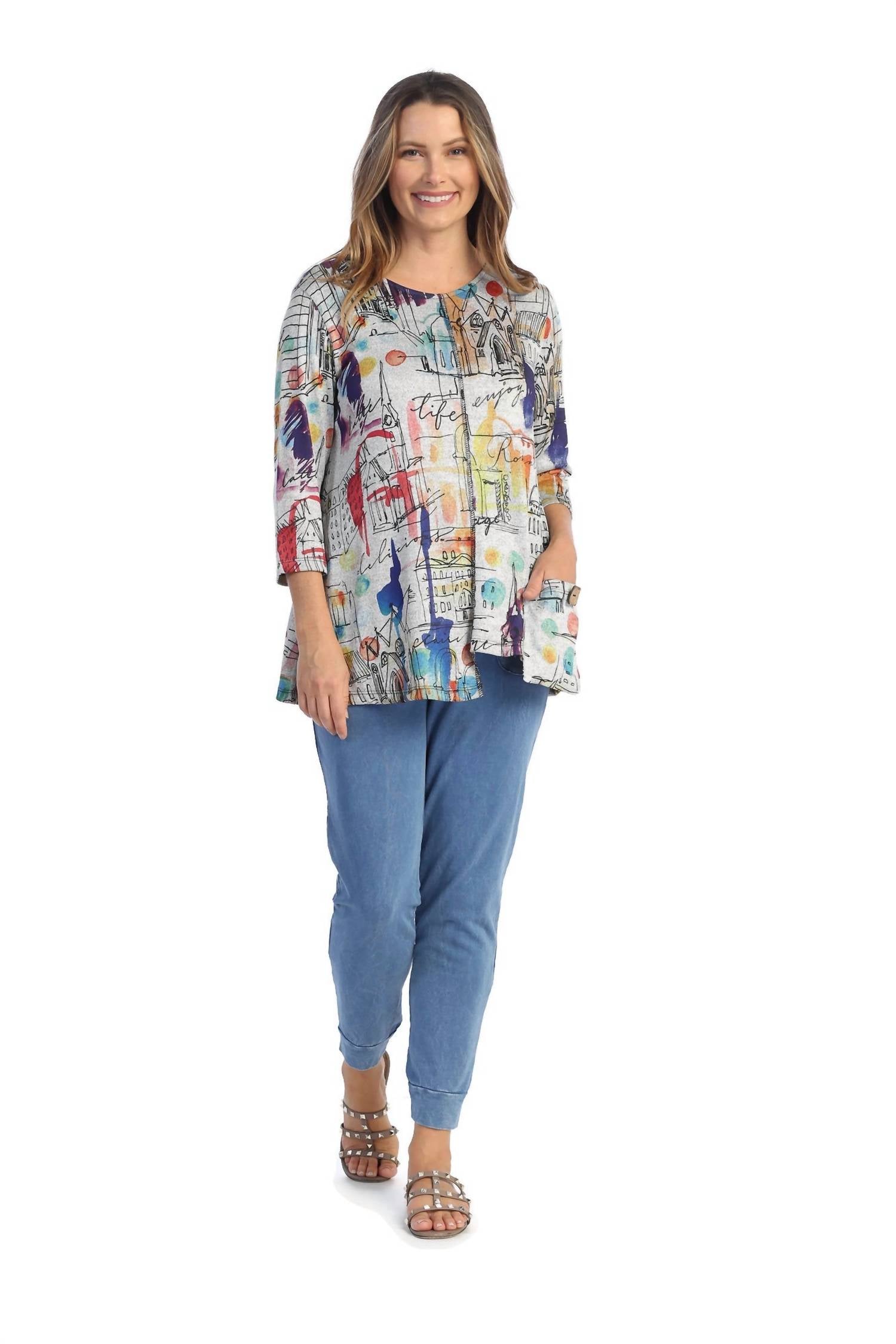 Jess & Jane - Mirage Fine Knit Contrast Seam Top