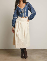 Forte - Pleated A-line Midi Skirt