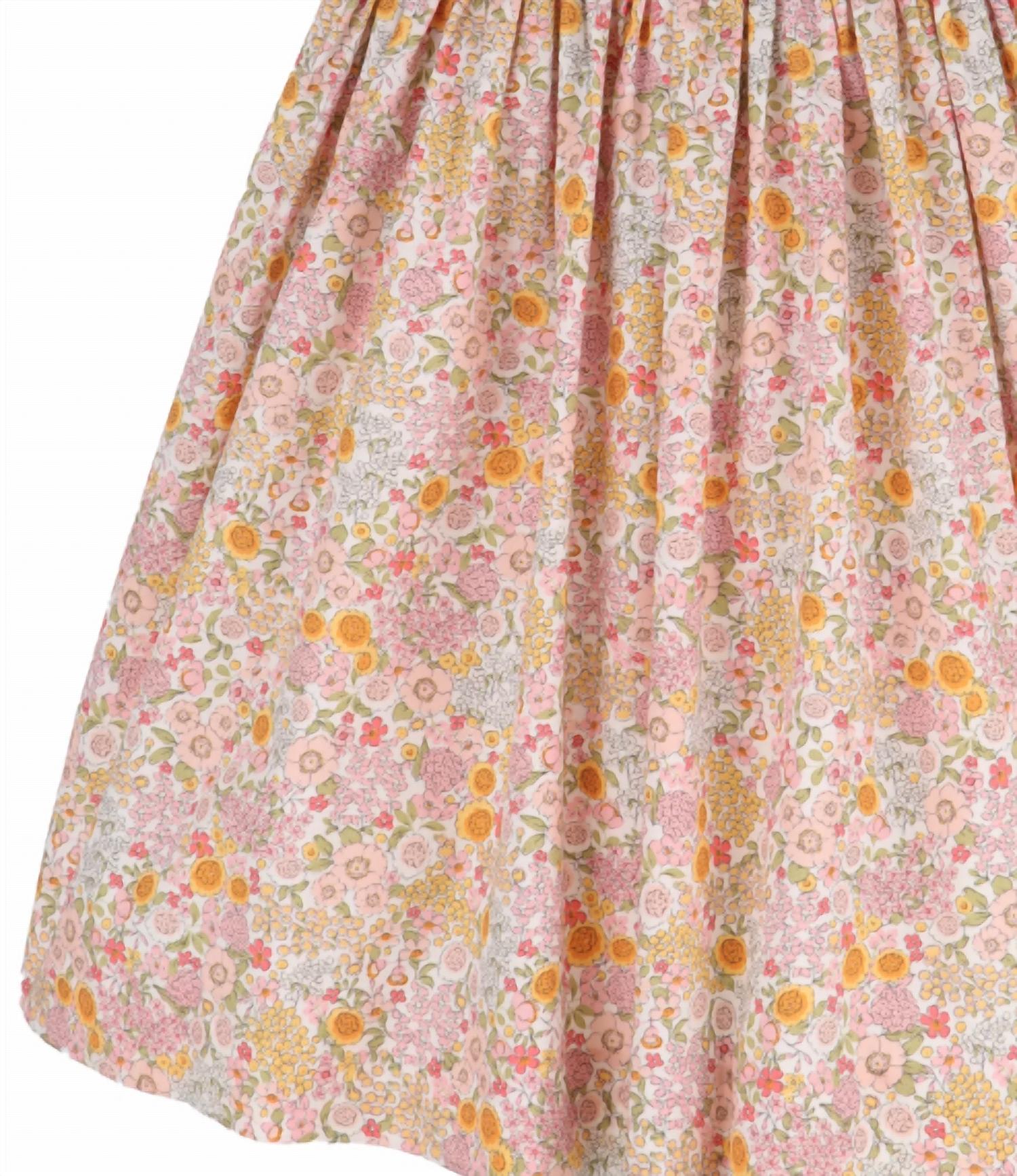 Gabby Girl's Floral Bouquet Smock Dress in pink - kids' dress - alternate view