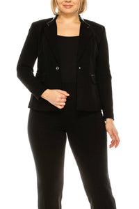 Peter Nygard - Collared Single Button Trim Blazer