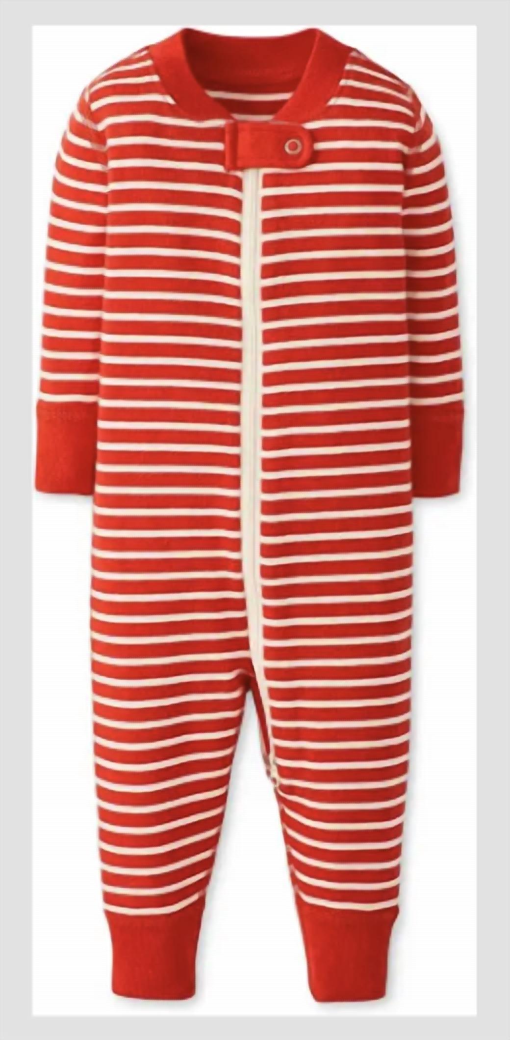 Hanna Andersson Kids Striped 2-way Zip Sleeper in poppy ecru - kids' sleepwear
