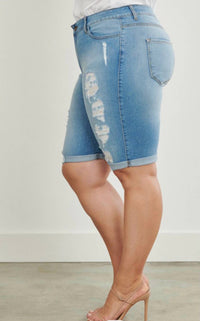 Vibrant M.I.U - Distressed Bermuda Shorts - Plus