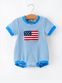 Rylee Faith Designs - Boy's 4th Of July Flag Romper