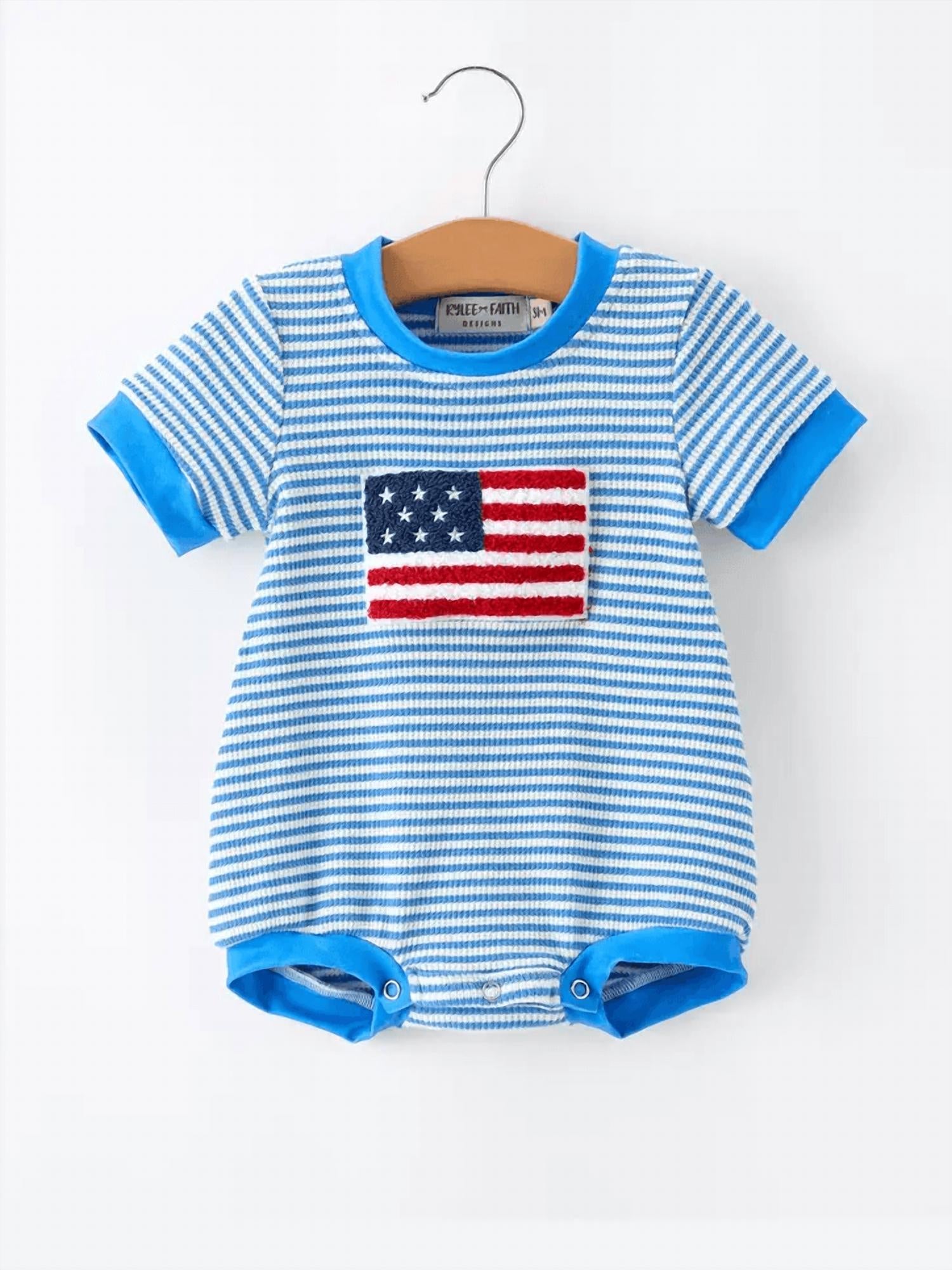 Rylee Faith Designs - Boy's 4th Of July Flag Romper