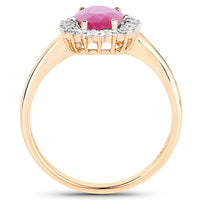 Diana M Jewels Women's Oval Natural Ruby Fashion Ring (1.51 Ct) - Classic in 14k yellow gold - women's jewelry - detail view