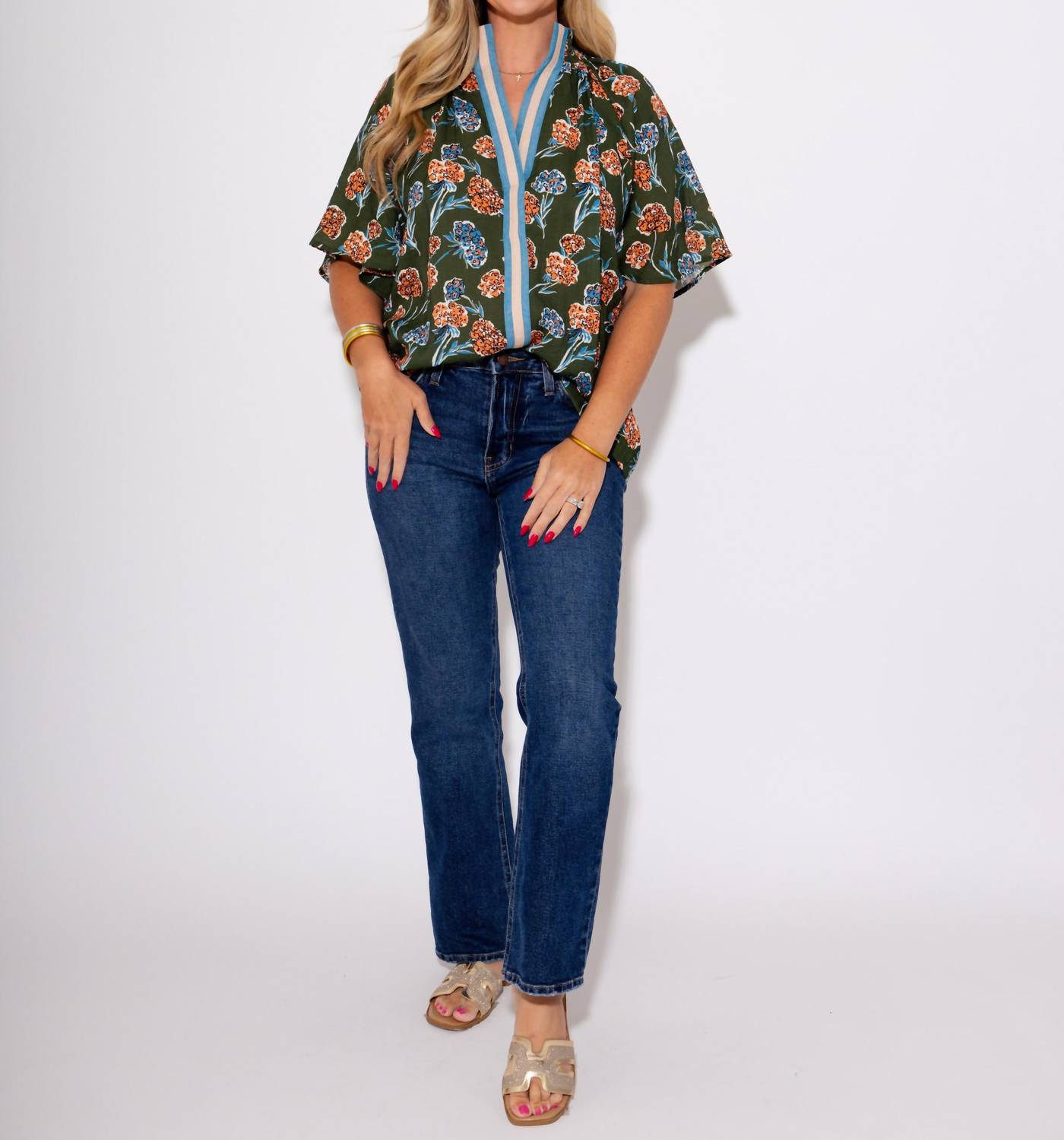 Thml - Garden Bloom Split Neck Top