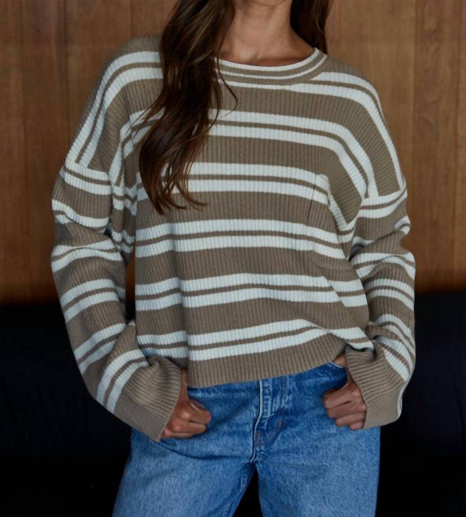 By Together Striped Sweater in mocha - women's sweater