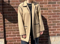 Elliott Lauren Whipstitch Wool Blend Coat in camel and black - women's jacket