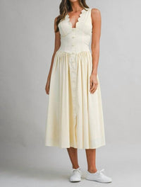 MABLE Serena Dress in off white - women's dress - detail view