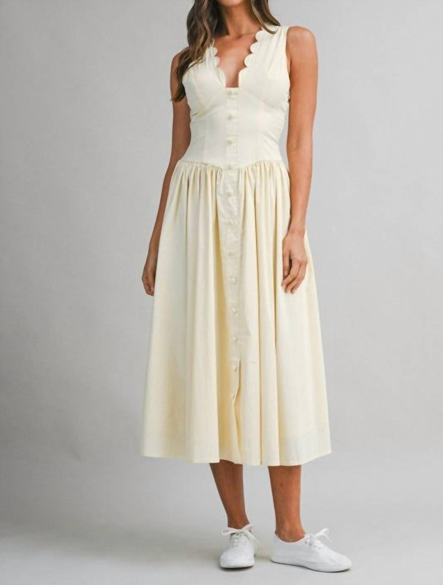 MABLE Serena Dress in off white - women's dress - detail view