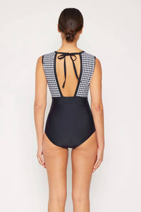 Marina West Swim - Houndstooth One Piece Swim Suit with Removable Skirt