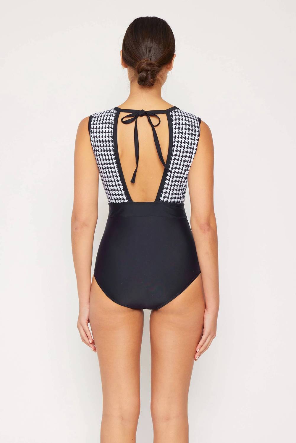 Marina West Swim - Houndstooth One Piece Swim Suit with Removable Skirt