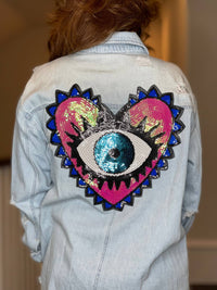 Moving Forward - Distressed Denim Shacket