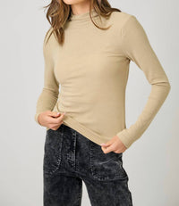 Mystree - Knit Mock Neck Long Sleeve Top