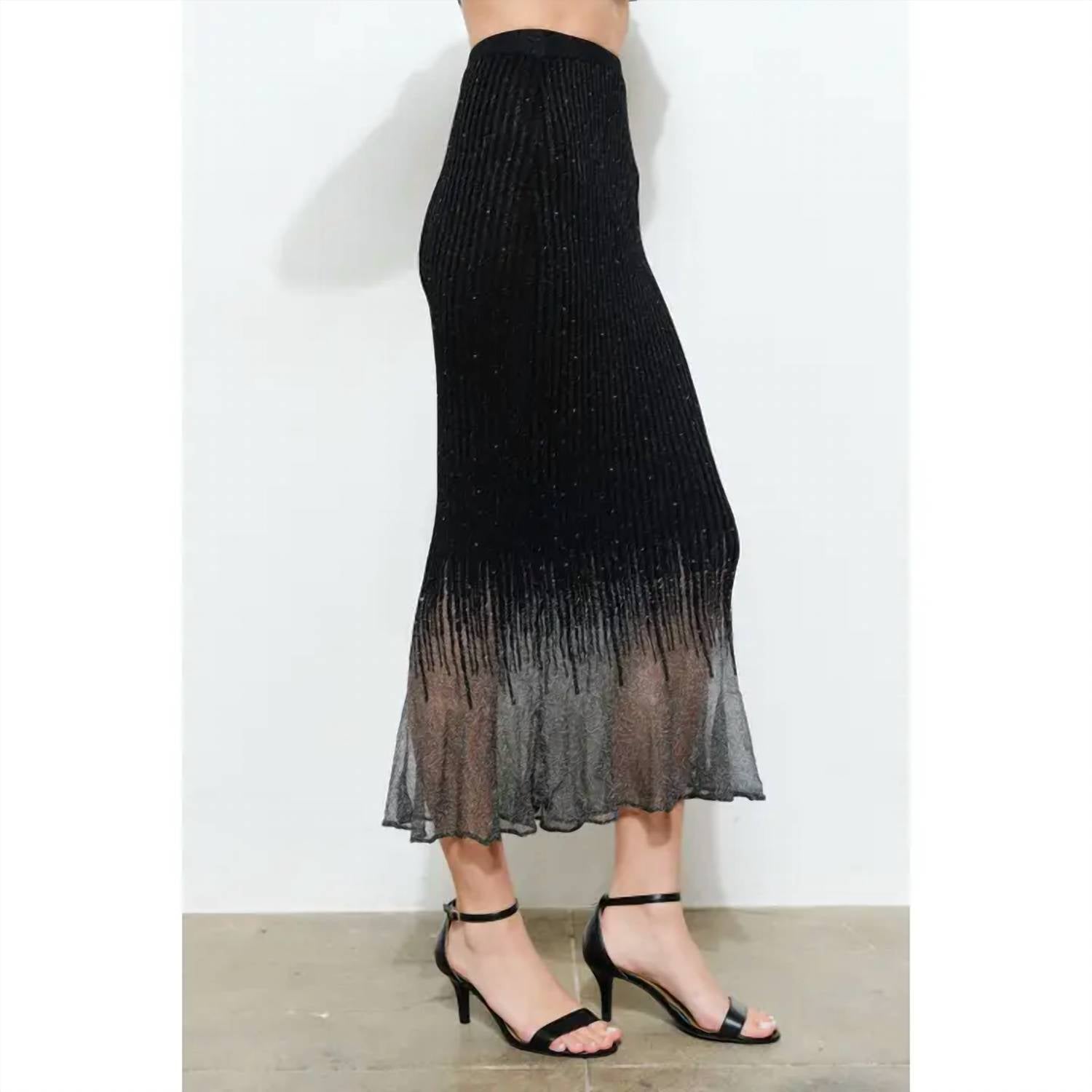 Ina Fashion - Embellished Metallic Glitter Midi Skirt