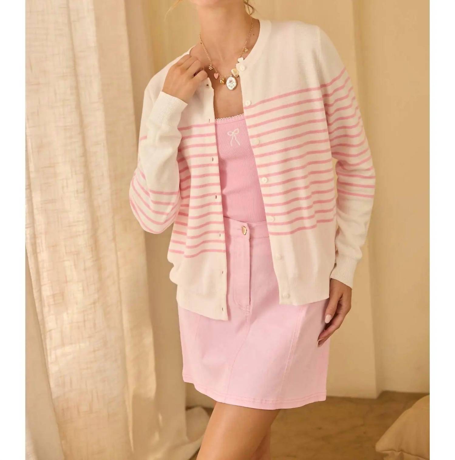 SKIES ARE BLUE Missy Cardigan in pink - women's cardigan