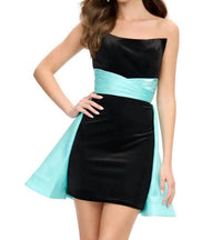 ASHLEYlauren Strapless Fitted Velvet Skirt Dress in black aqua - women's dress