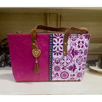 Gmce Global Trading - Women's Barco Artesanal Textured Floral Leather Tote Bag