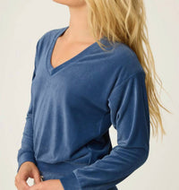 Pj Salvage - Craving Corduroy Long Sleeve V-neck Velour Top