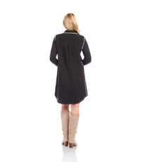 Karen Kane Long Sleeve Edge Stitch Shirtdress in black with antique cream - women's dress - alternate view