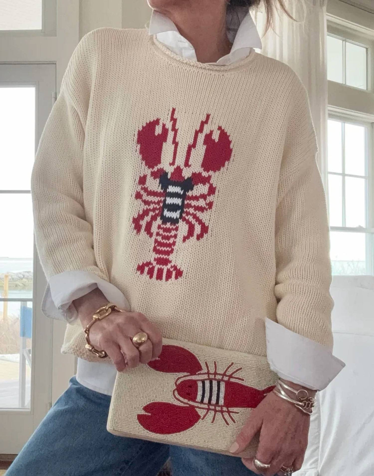 Pink Pineapple - Chloe Rollneck Lobster Sweater
