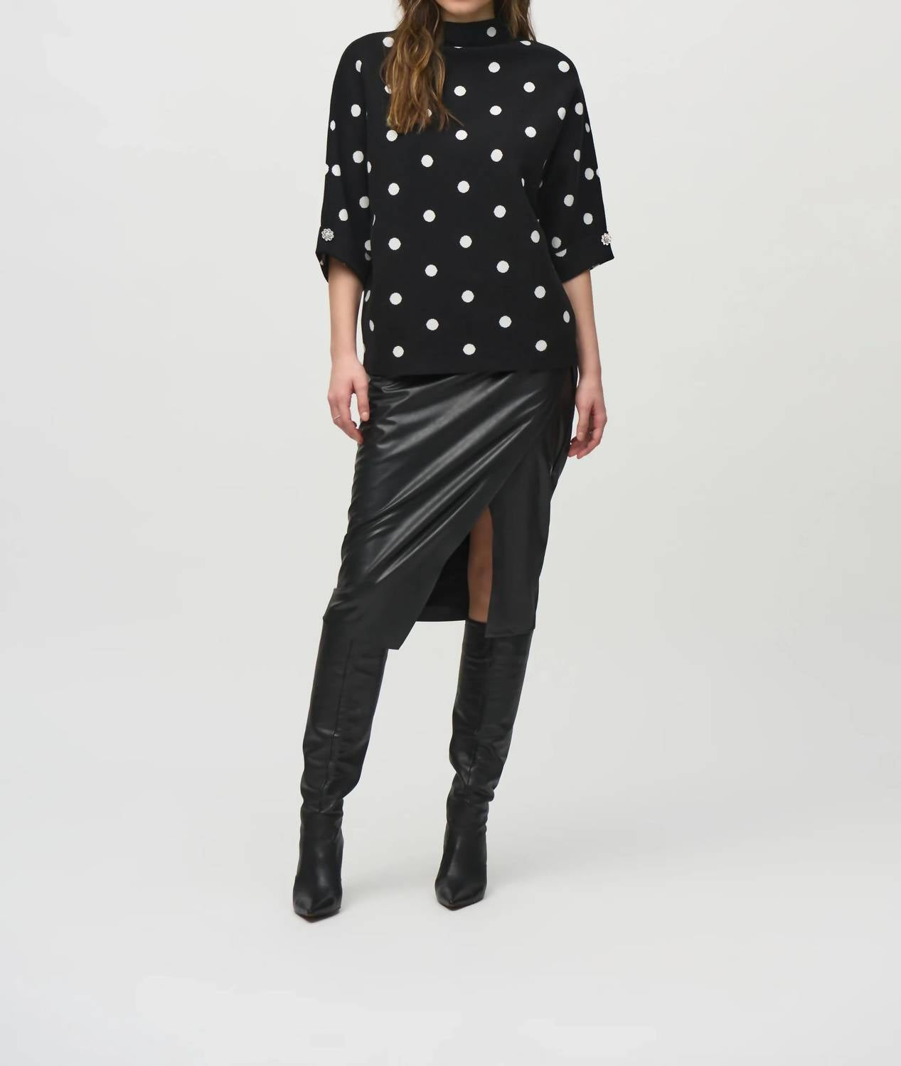 Joseph Ribkoff - Juliette Jacquard Sweater Dot Print Top